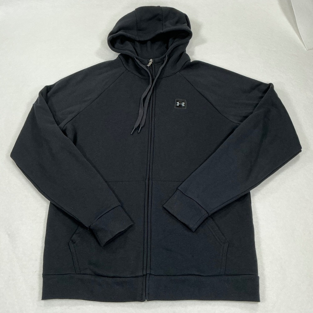 Under Armour Mens Rival Fleece Full Zip Hoodie Black Medium 1357111-001